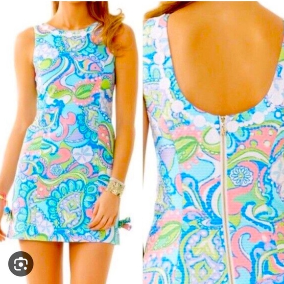 LILLY PULITZER Delia Conch Beachy Resort Wear Colorful Bow Detail Mini Dress - Picture 1 of 14